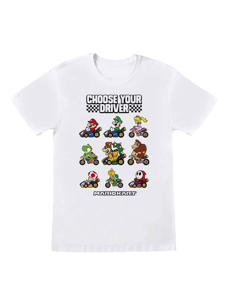 Super Mario - T-shirt CHOOSE YOUR DRIVER Blanc - Kiabi