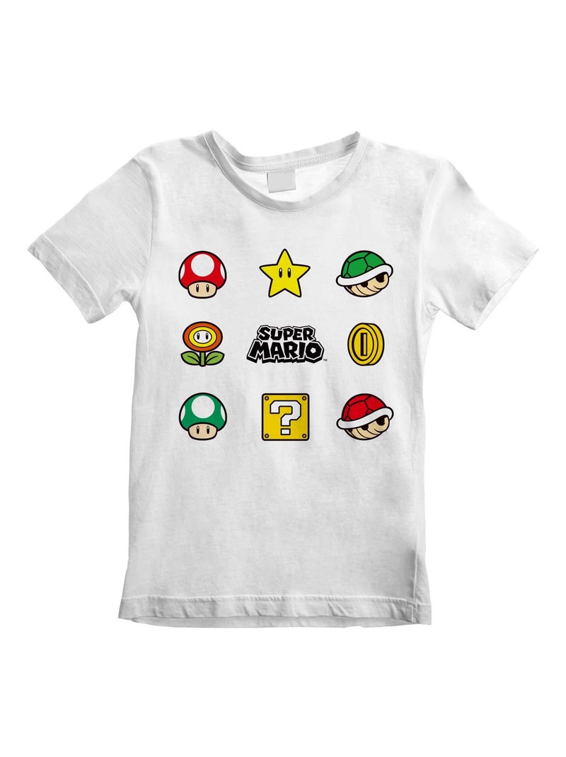 Super Mario - T-shirt ITEMS Blanc - Kiabi