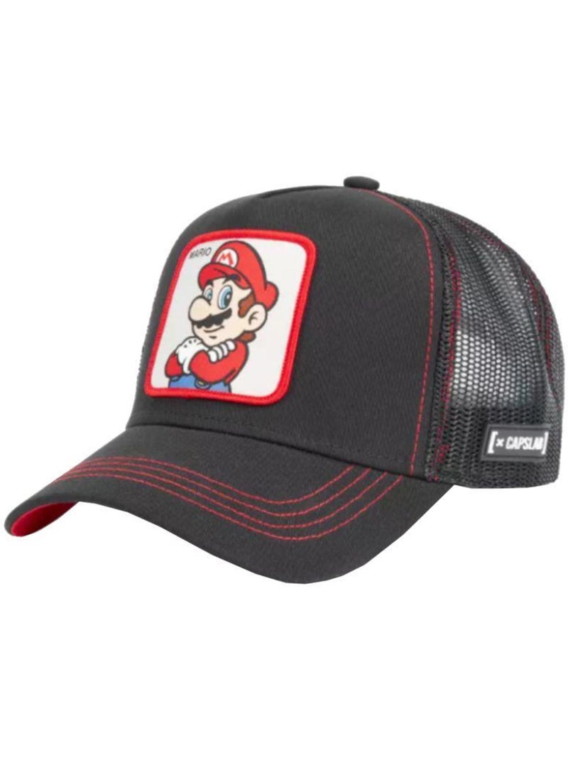 Super Mario Bros - Casquette trucker motif/style Capslab (Mario) Noir - Kiabi
