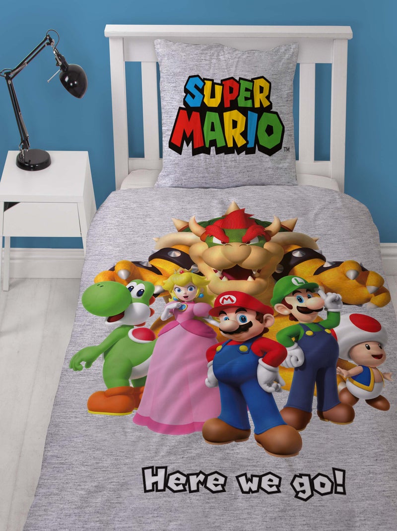 Super Mario, Parure de Lit Enfant Imprimée Réversible, MARIO ET SES AMIS Gris - Kiabi