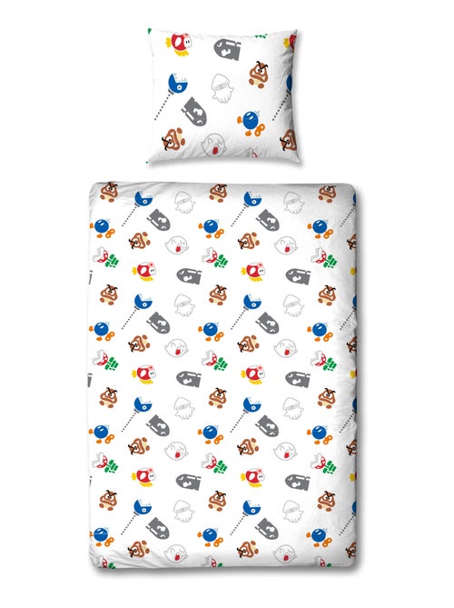 Super Mario, Parure de Lit Enfant Imprimée Réversible, MARIO ET SES AMIS - Kiabi