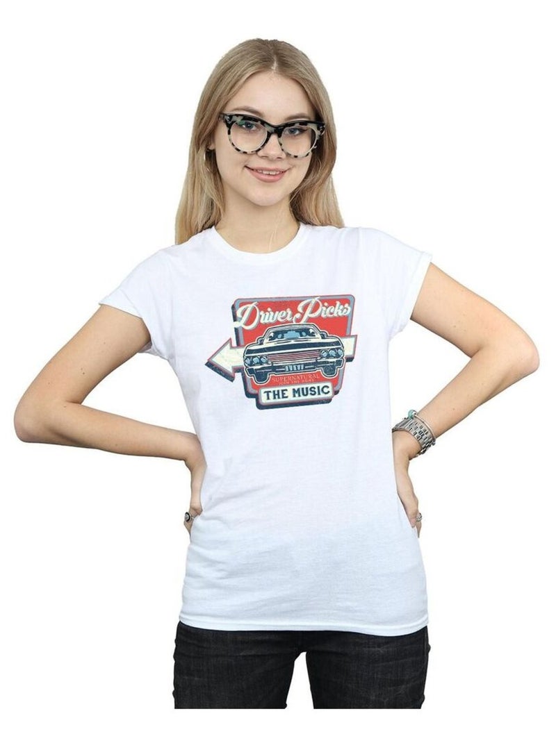 Supernatural - T-shirt DRIVER PICKS THE MUSIC Blanc - Kiabi