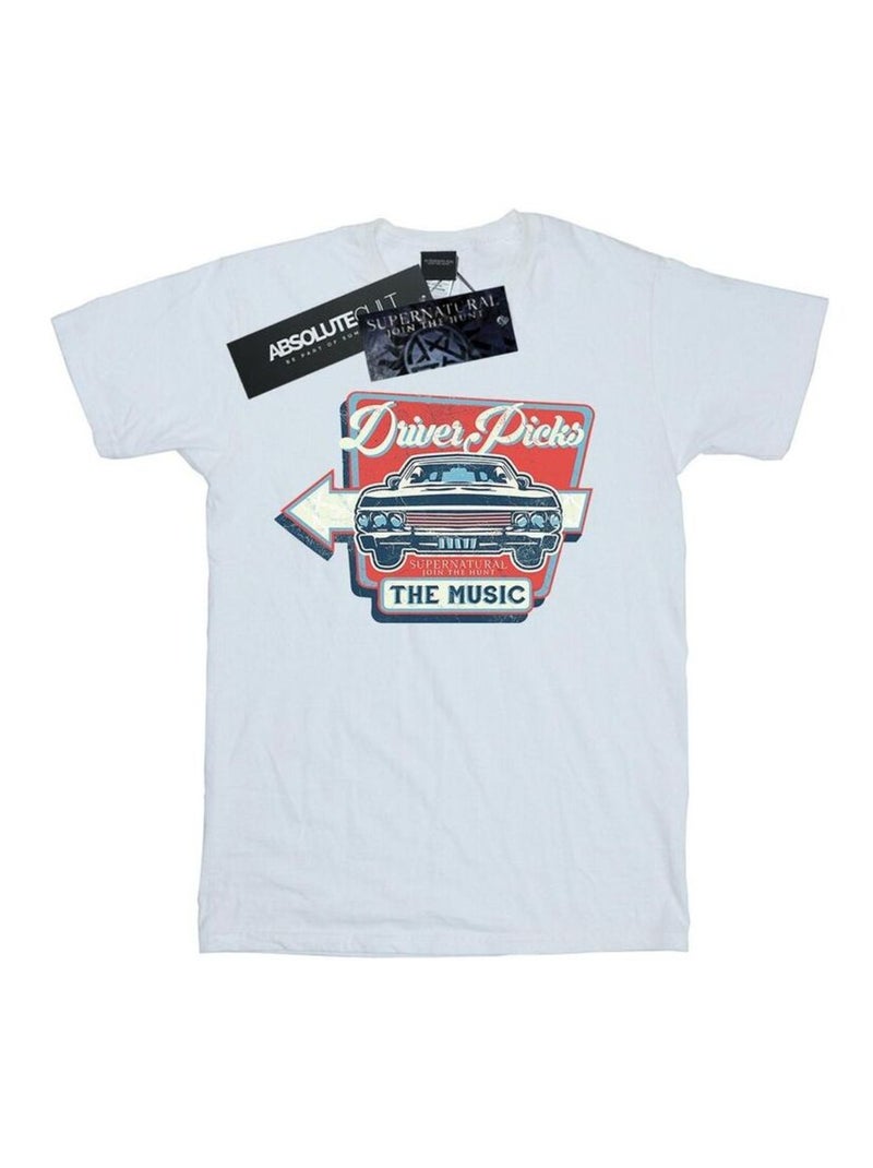 Supernatural - T-shirt DRIVER PICKS THE MUSIC Blanc - Kiabi