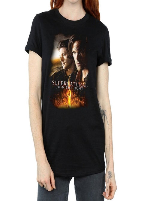 Supernatural - T-shirt FLAMING POSTER (Dean Winchester, Sam Winchester) - Kiabi