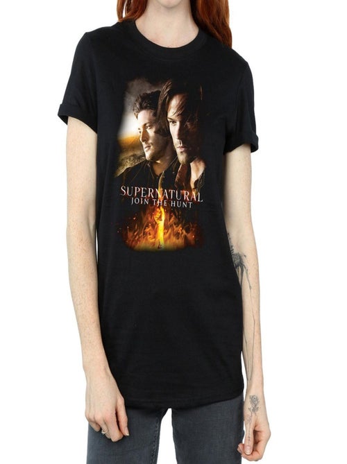 Supernatural - T-shirt FLAMING POSTER (Dean Winchester, Sam Winchester) - Kiabi