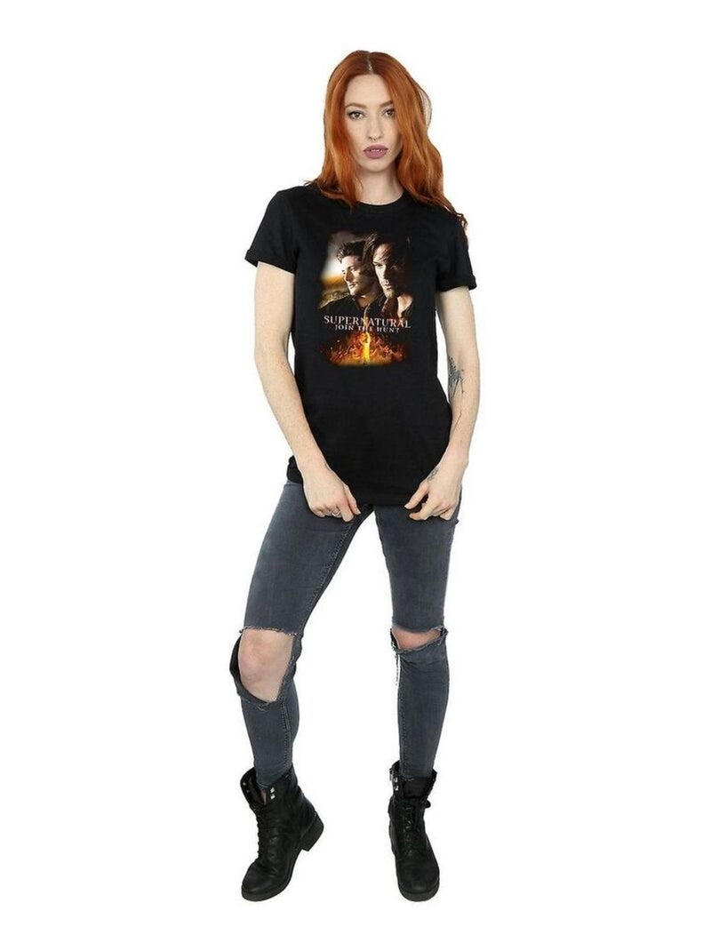 Supernatural - T-shirt FLAMING POSTER Noir - Kiabi