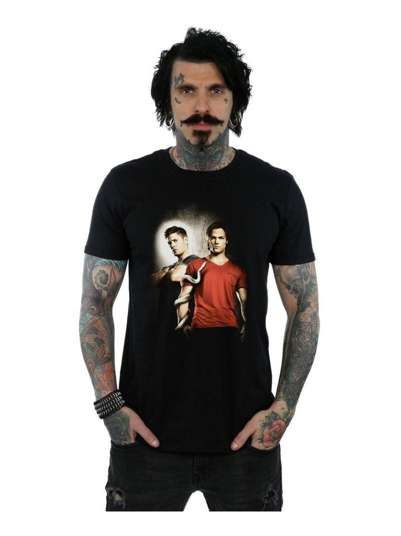 Supernatural - T-shirt HEAVEN AND HELL Noir - Kiabi