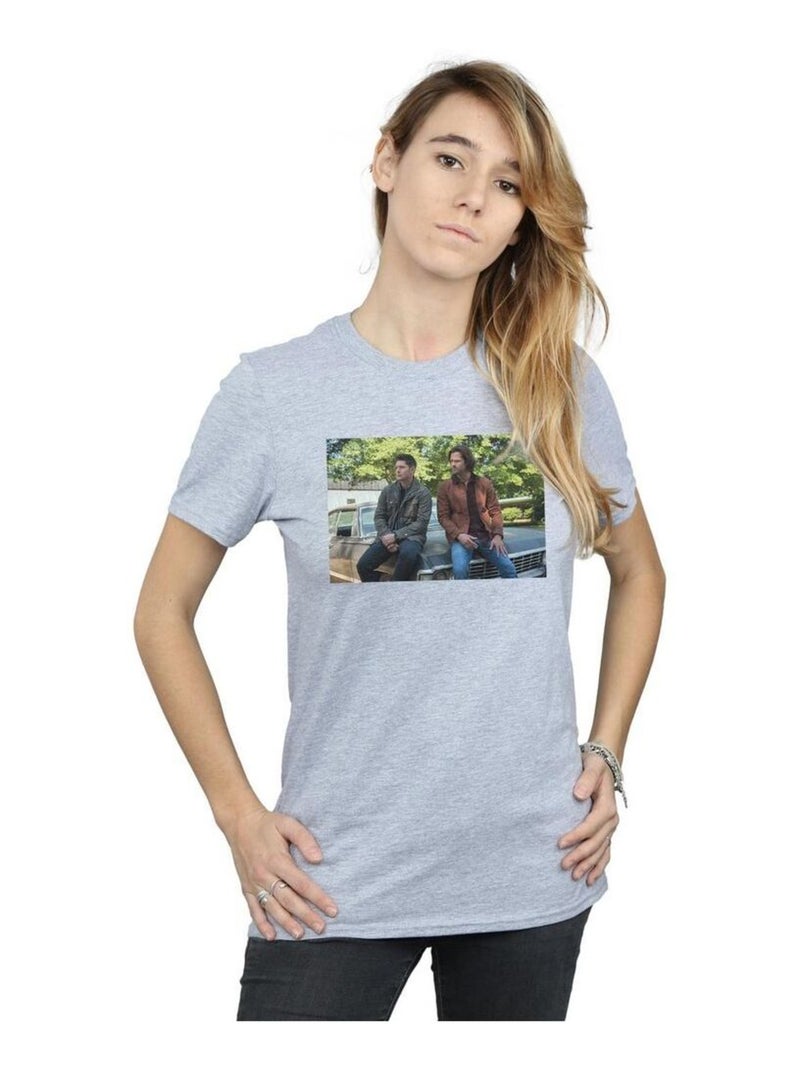 Supernatural - T-shirt IMPALA BROTHERS Gris chiné - Kiabi