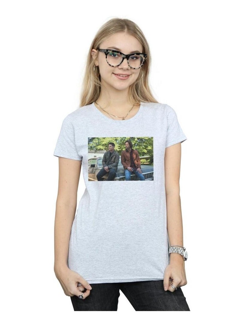 Supernatural - T-shirt IMPALA BROTHERS Gris chiné - Kiabi