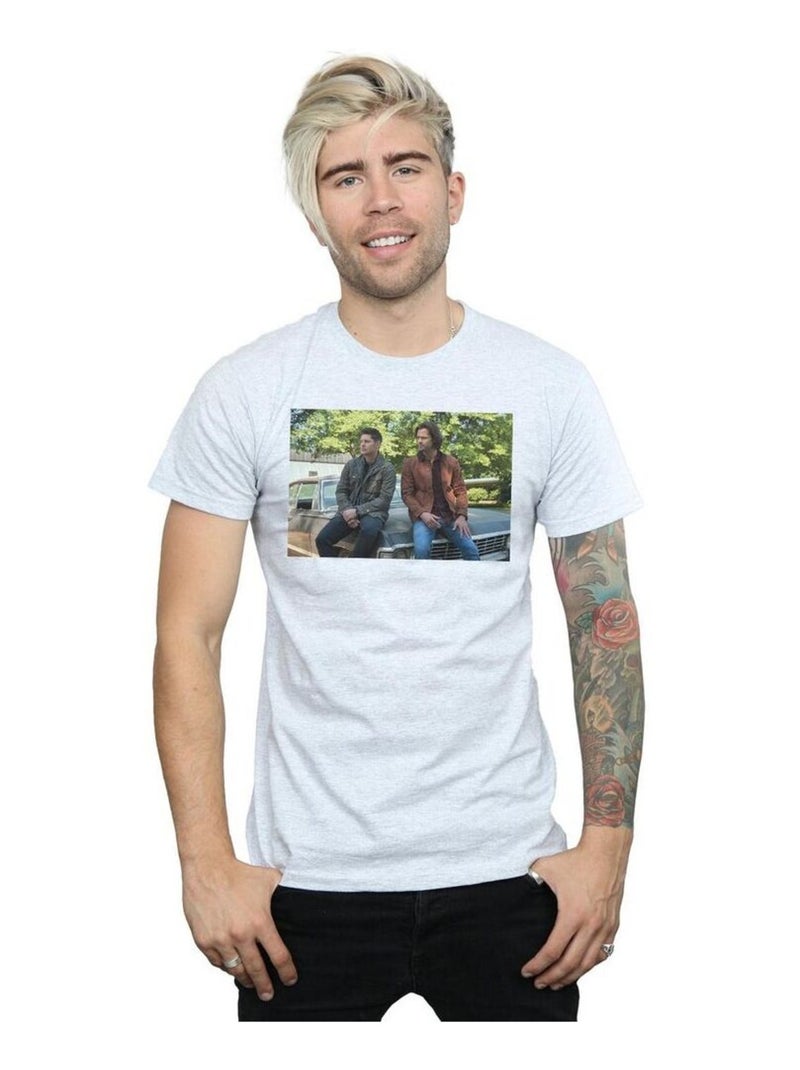 Supernatural - T-shirt IMPALA BROTHERS Gris chiné - Kiabi