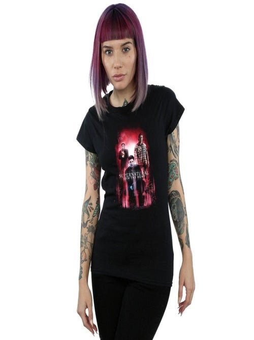 Supernatural - T-shirt motif Crowley motif/style groupe - Kiabi