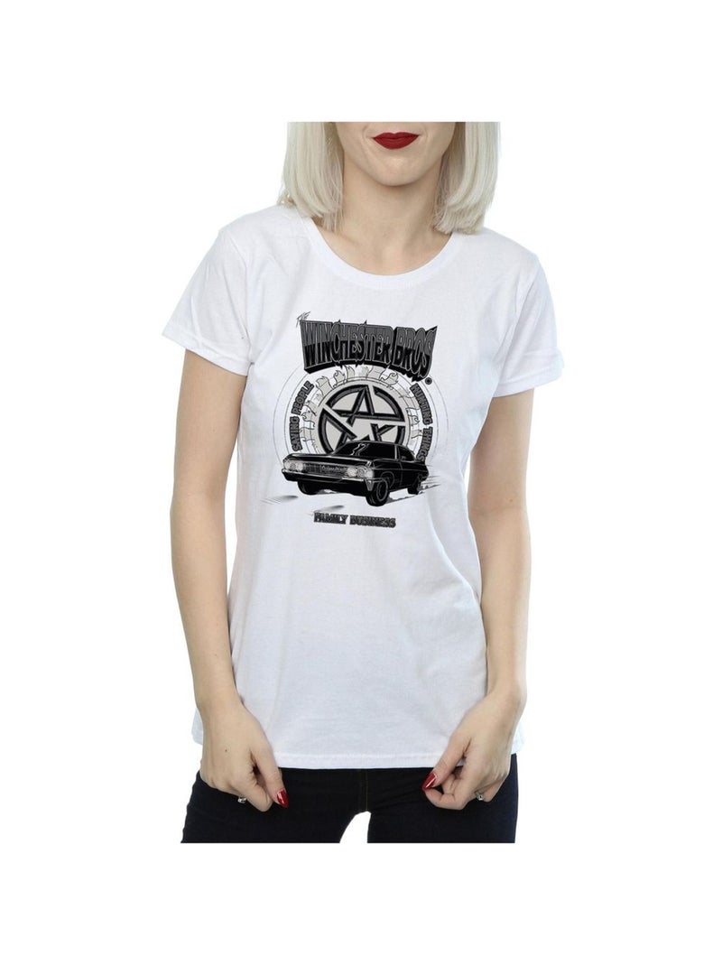 Supernatural - T-shirt motif John Winchester Blanc - Kiabi