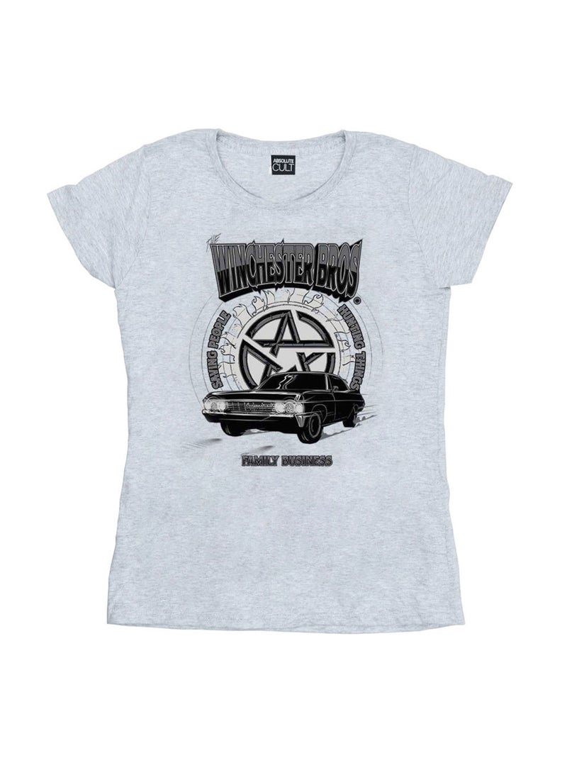 Supernatural - T-shirt motif John Winchester Gris chiné - Kiabi