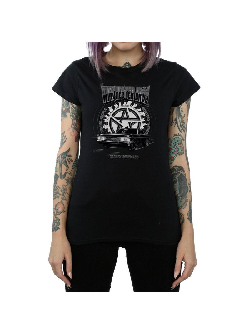 Supernatural - T-shirt motif John Winchester Noir - Kiabi