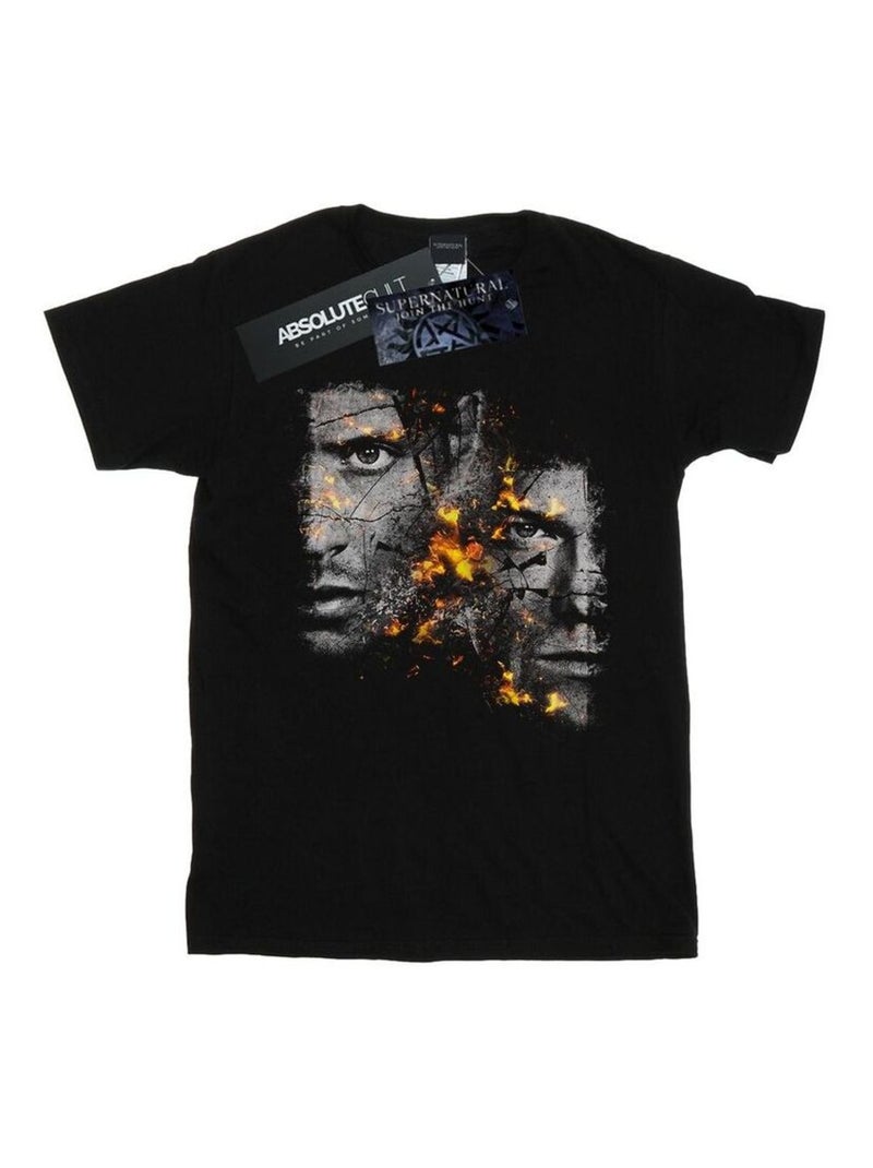 Supernatural - T-shirt motif Sam et Dean motif/style Feu Noir - Kiabi