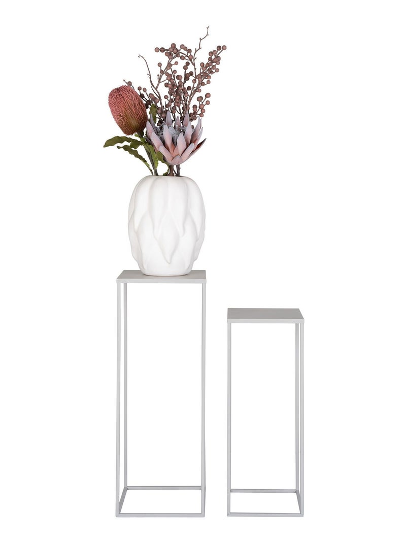 Support de fleurs Beja - Support de fleurs, acier, gris froid, lot de 2 Beige sable - Kiabi