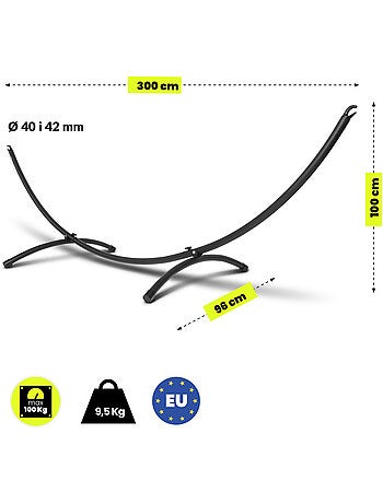 Support de hamac arqué en acier hypermotion 300 x 100 x 96 - charge max. 100 kg