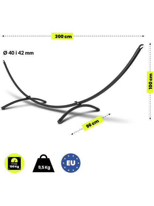 Support de hamac arqué en acier hypermotion 300 x 100 x 96 - charge max. 100 kg - Kiabi