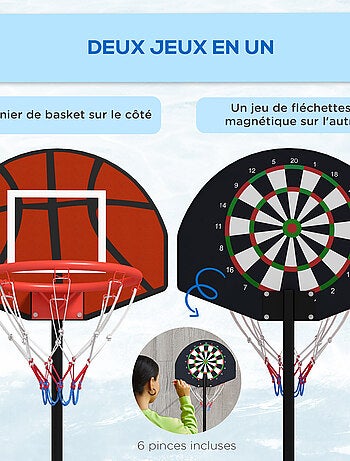 Support panier de basket-ball jeu de 6 fléchettes magnétiques 2 en 1