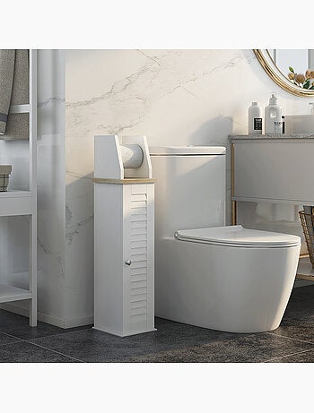 Support papier toilette - porte-papier toilette mdf blanc aspect bois clair