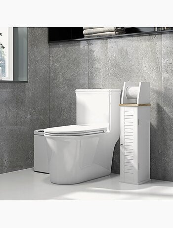 Support papier toilette - porte-papier toilette mdf blanc aspect bois clair