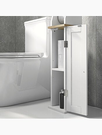 Support papier toilette - porte-papier toilette mdf blanc aspect bois clair