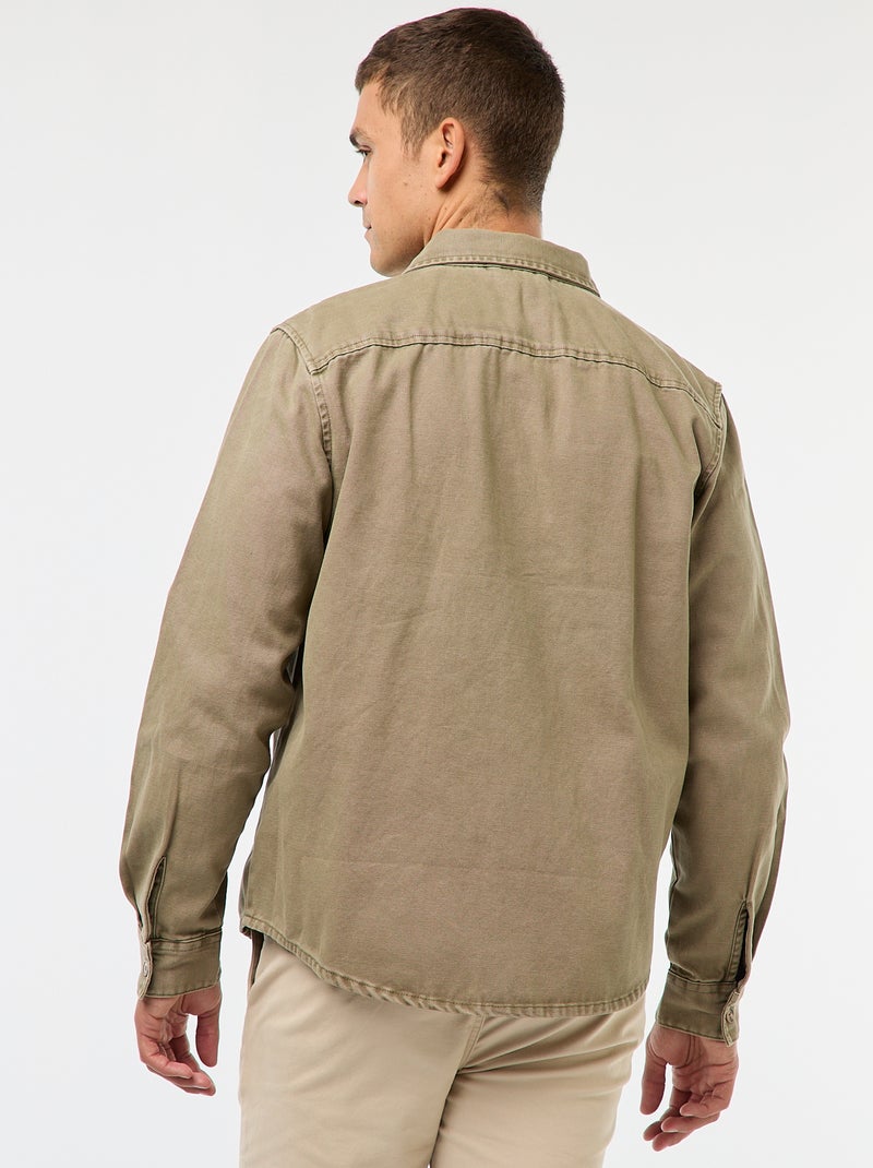 Sur chemise manches longues en coton Kaki - Kiabi