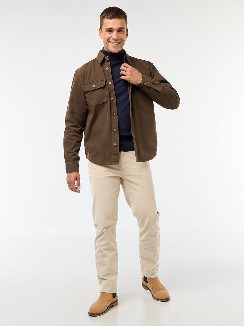 Sur chemise manches longues en coton Marron - Kiabi