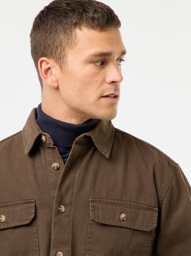 Sur chemise manches longues en coton Marron - Kiabi