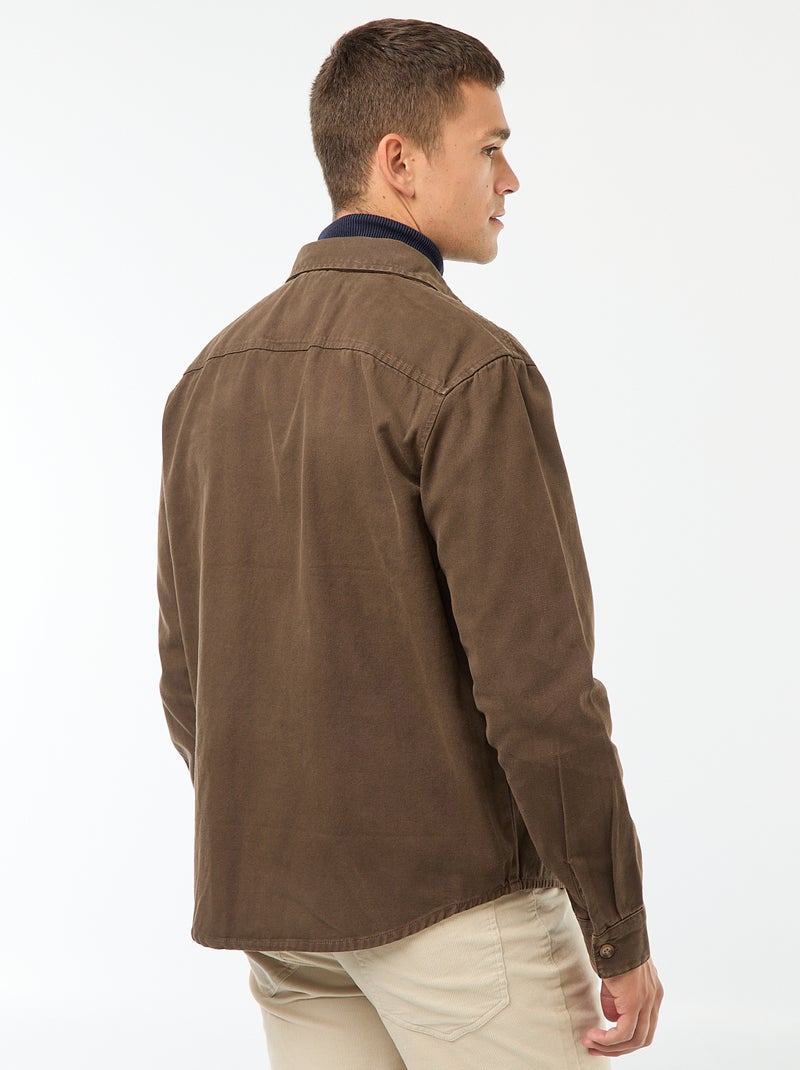 Sur chemise manches longues en coton Marron - Kiabi