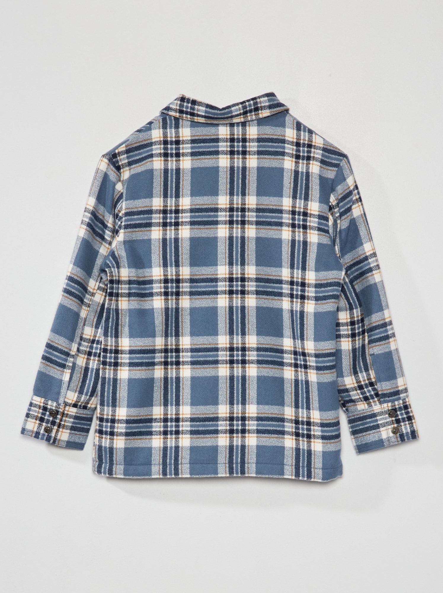 Chemise De Protection En Flanelle à Carreaux - Taille XXL - Bleu Marine/Beige/Orange - Pour Jardin, Bricolage - 10