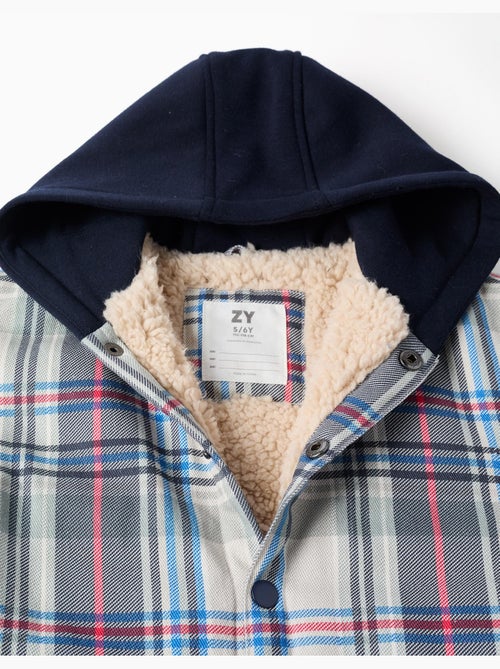 Surchemise à carreaux à capuche avec doublure sherpa - Kiabi Surchemise à carreaux à capuche avec doublure sherpa - Kiabi