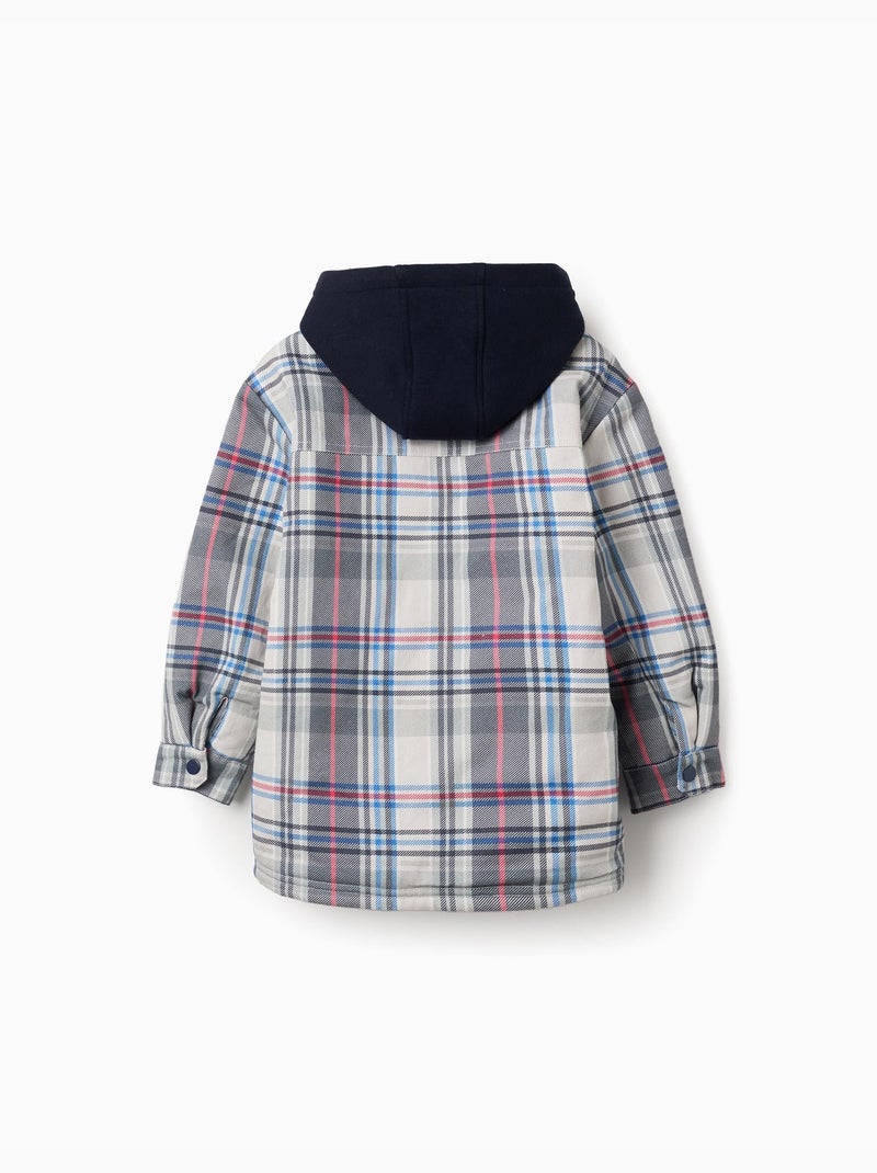 Surchemise à carreaux à capuche avec doublure sherpa Bleu Bleu - Kiabi