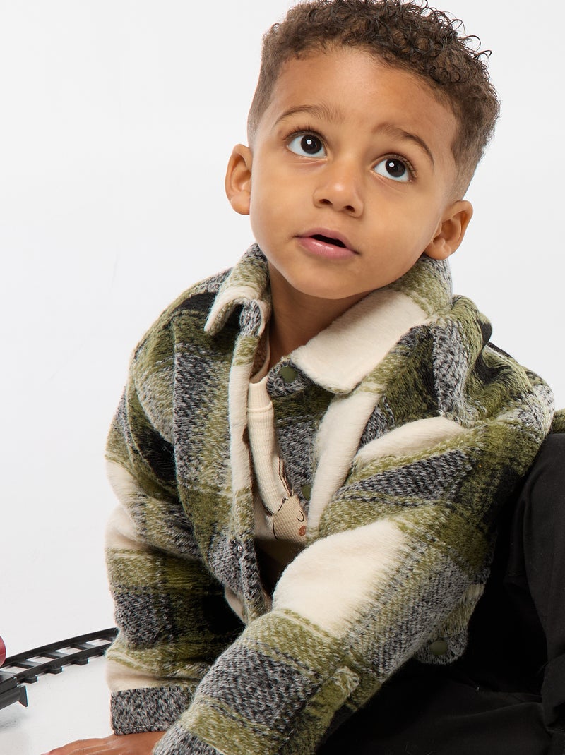 Surchemise à carreaux effet lainage Vert - Kiabi