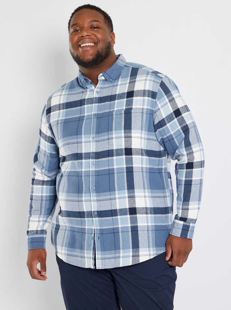 Surchemise à carreaux en flanelle Bleu - Kiabi