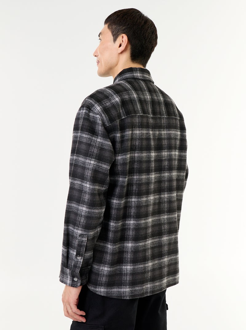 Surchemise à carreaux en flanelle Gris - Kiabi