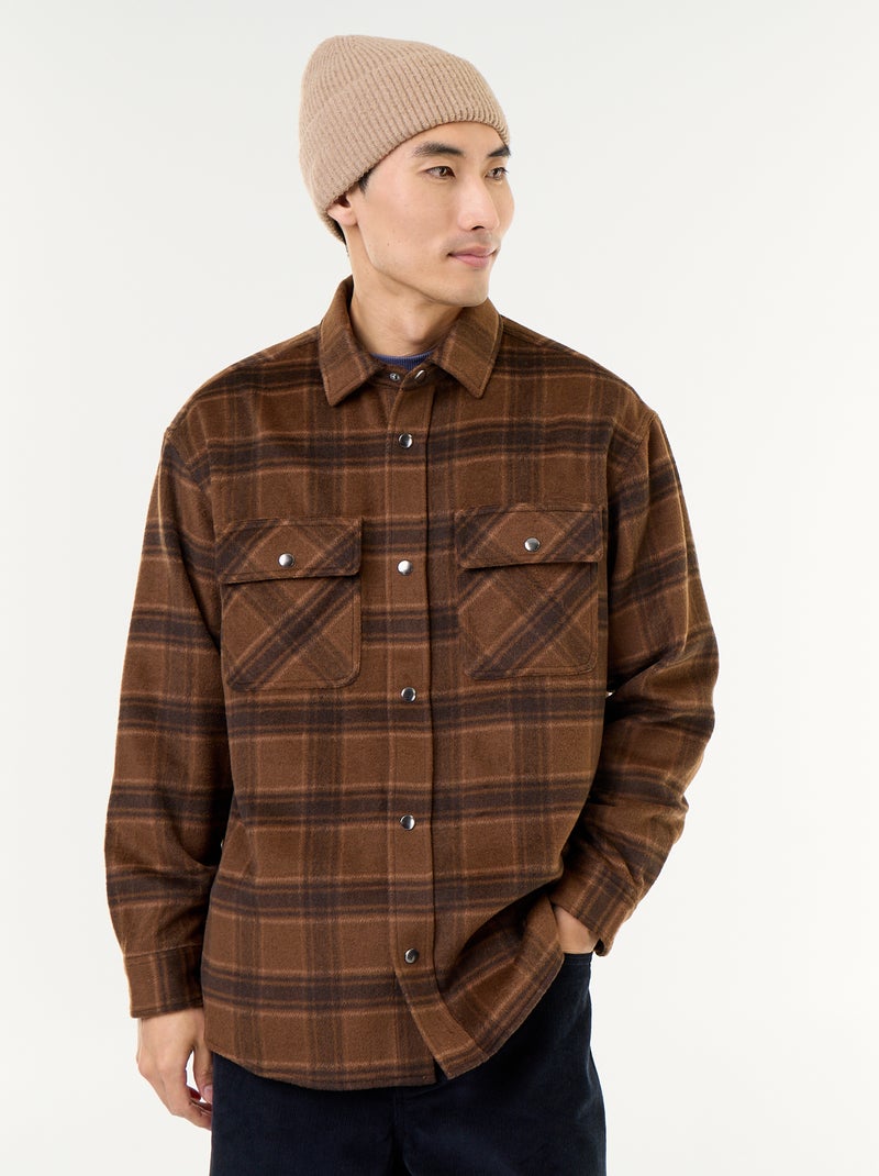 Surchemise à carreaux en flanelle Marron - Kiabi