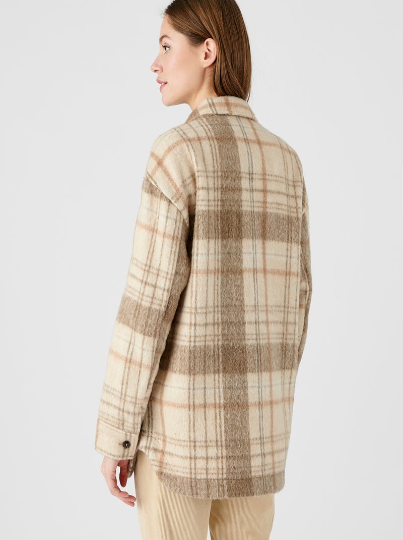 Surchemise à carreaux en lainage - Damart Beige - Kiabi