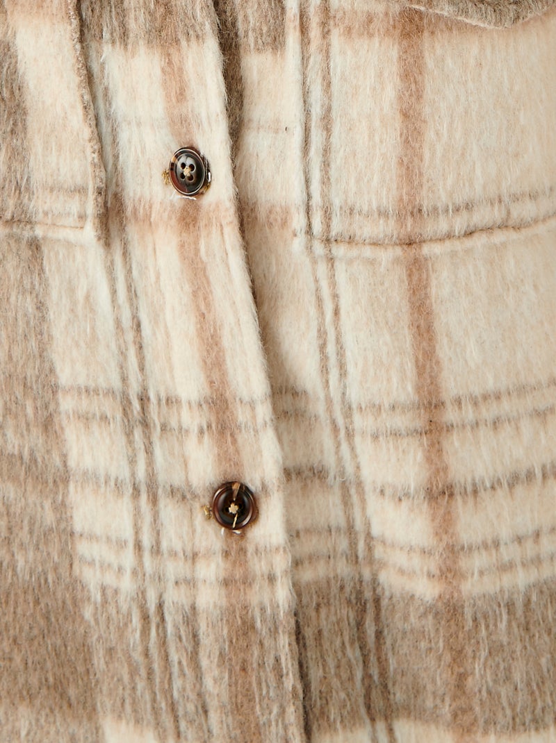 Surchemise à carreaux en lainage - Damart Beige - Kiabi