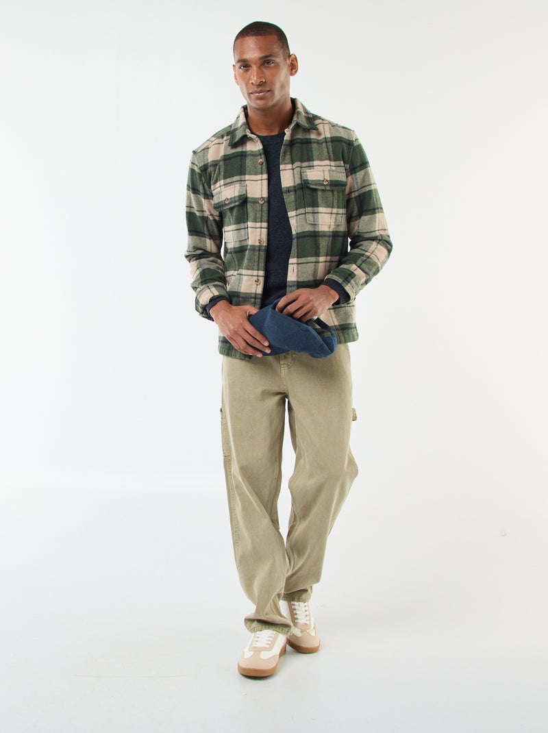 Surchemise à carreaux Kaki - Kiabi