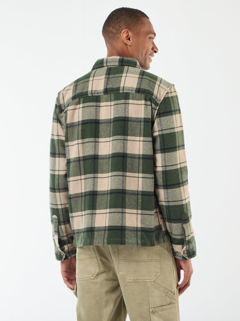Surchemise à carreaux Kaki - Kiabi
