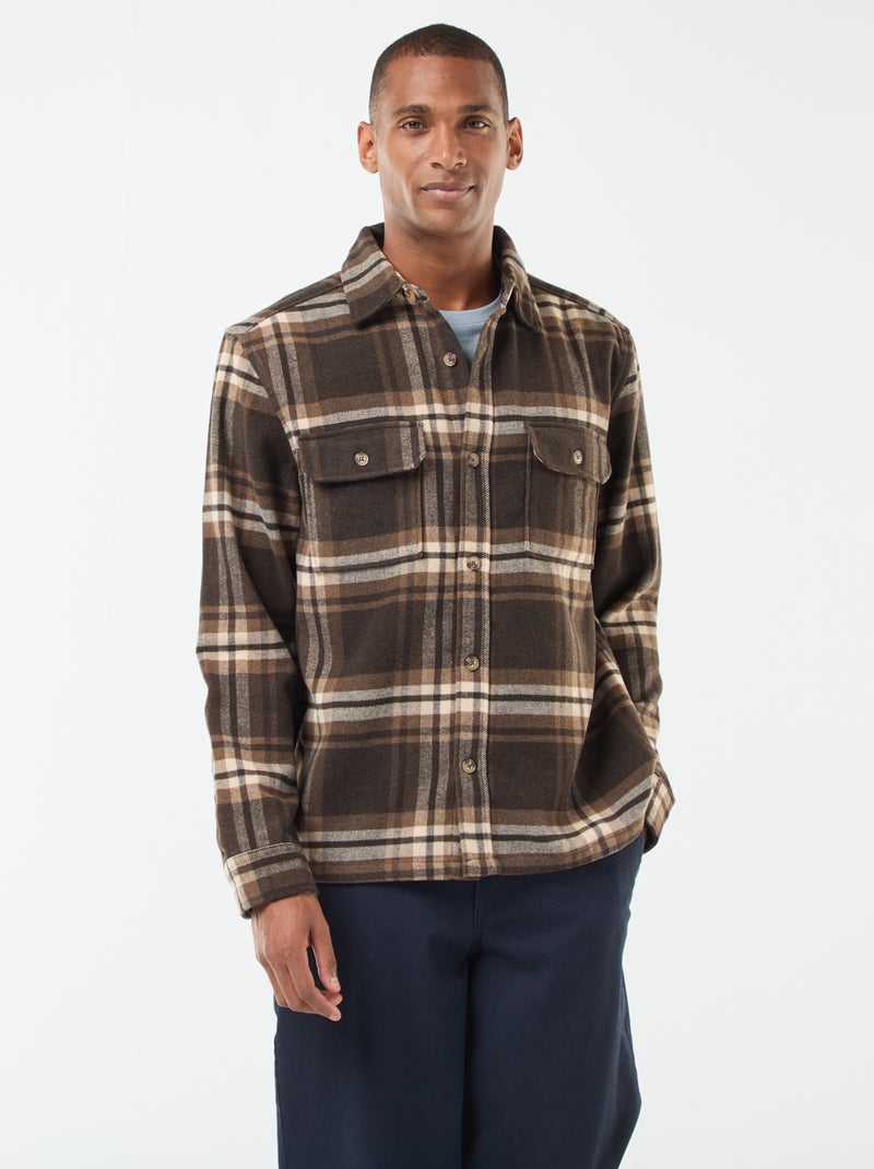 Surchemise à carreaux Marron - Kiabi