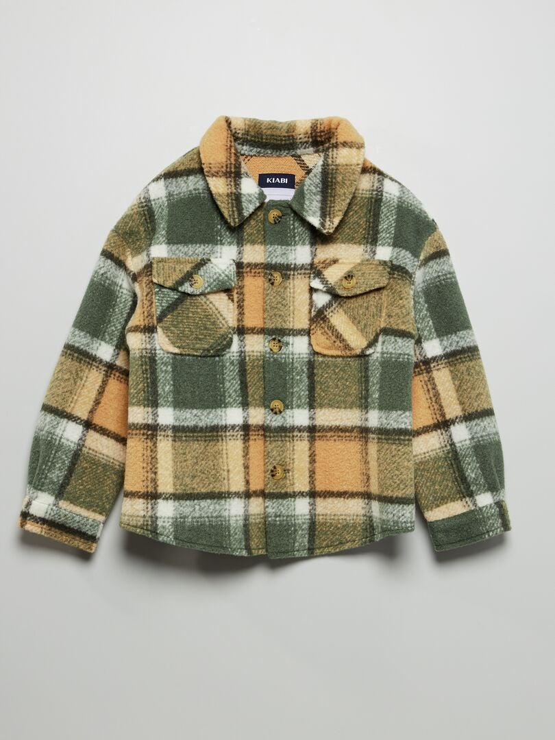Manteau Paon à Carreaux Vert - Taille M, Style Preppy En Laine, Pour Femme