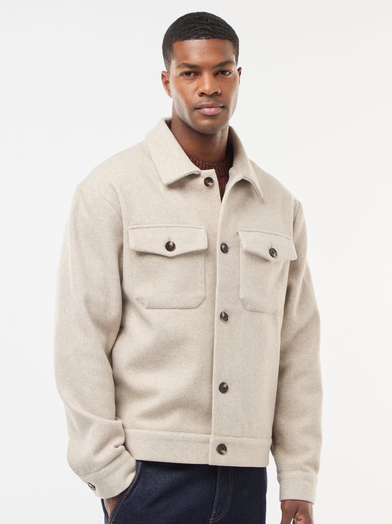 Surchemise avec 2 poches à rabat boutonnées à la poitrine Beige - Kiabi