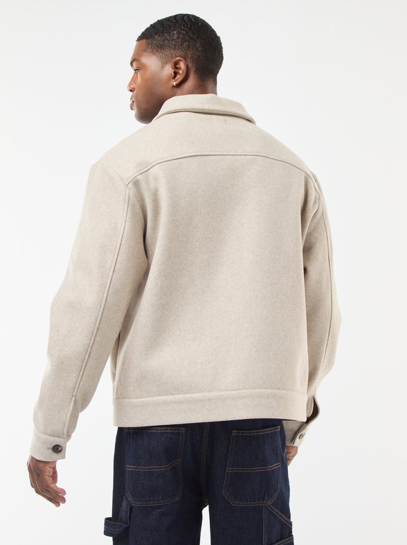 Surchemise avec 2 poches à rabat boutonnées à la poitrine Beige - Kiabi