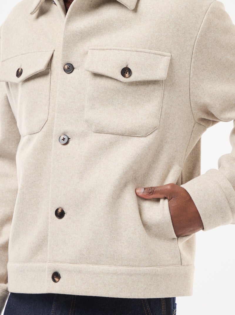 Surchemise avec 2 poches à rabat boutonnées à la poitrine Beige - Kiabi