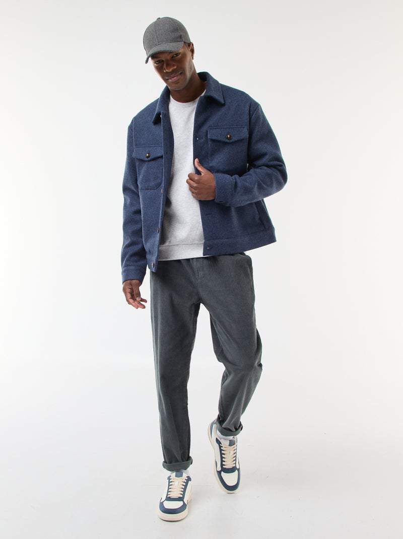 Surchemise avec 2 poches à rabat boutonnées à la poitrine Bleu - Kiabi