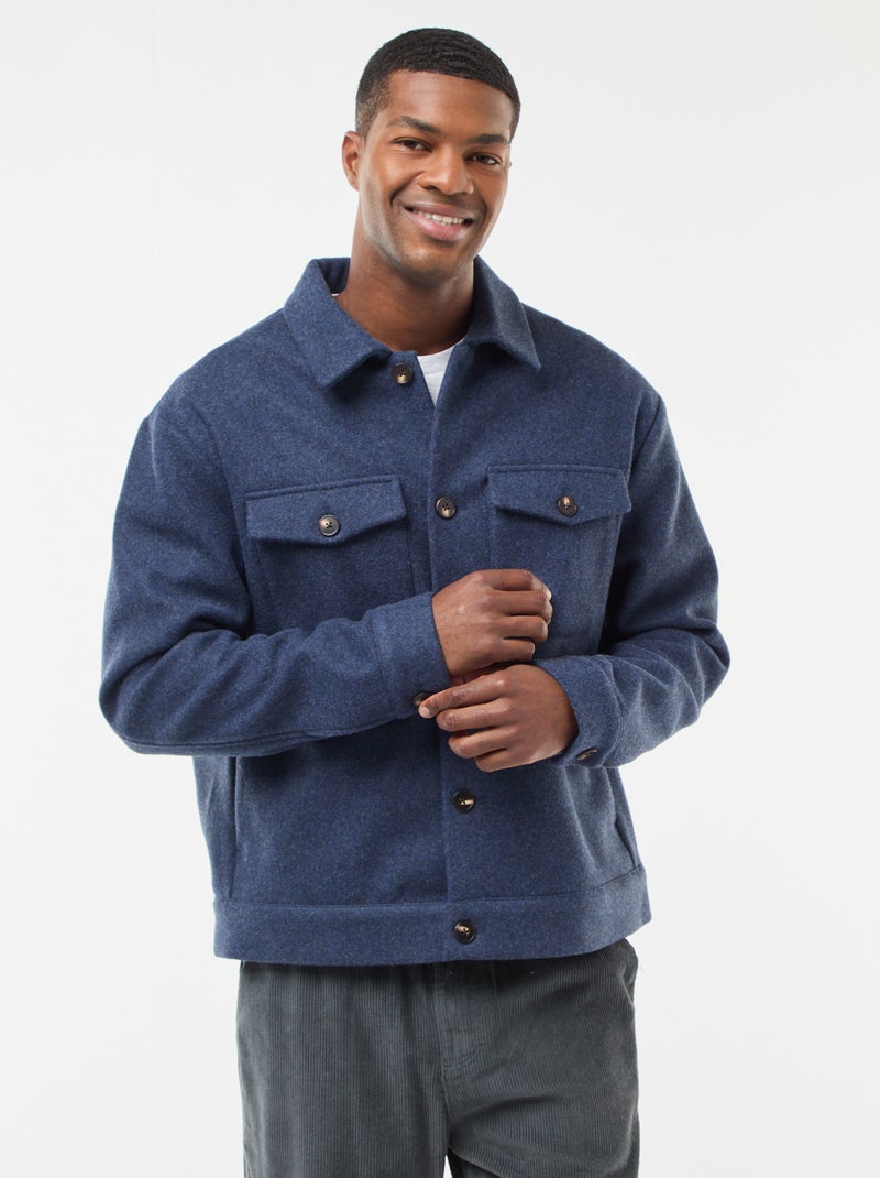 Surchemise avec 2 poches à rabat boutonnées à la poitrine Bleu - Kiabi