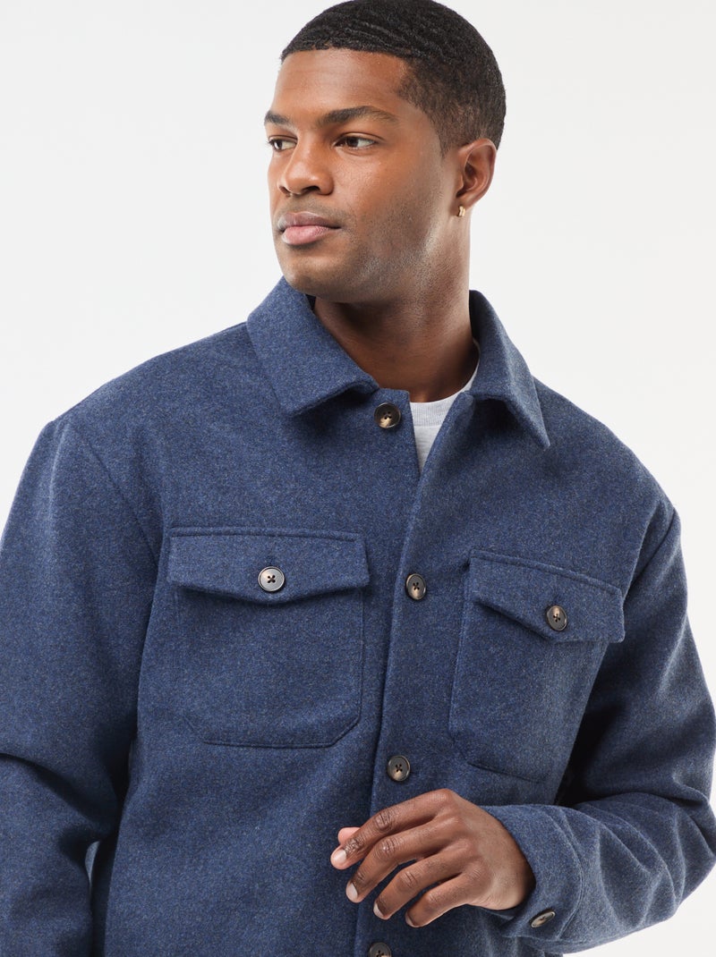 Surchemise avec 2 poches à rabat boutonnées à la poitrine Bleu - Kiabi