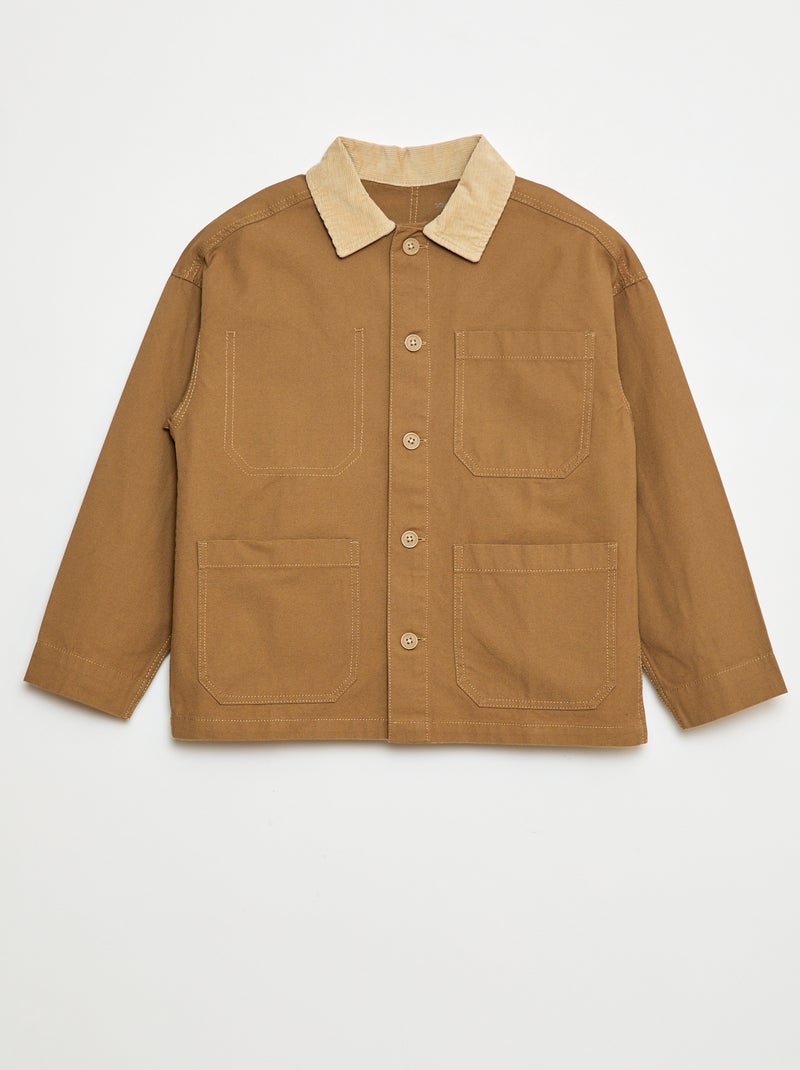 Surchemise avec col côtelé Beige - Kiabi
